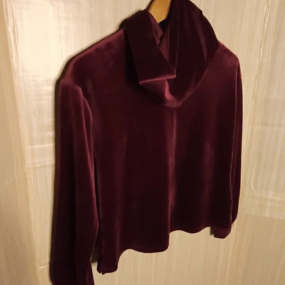 Justice Maroon Gold Velour Hooded Dance Sweatshirt 12